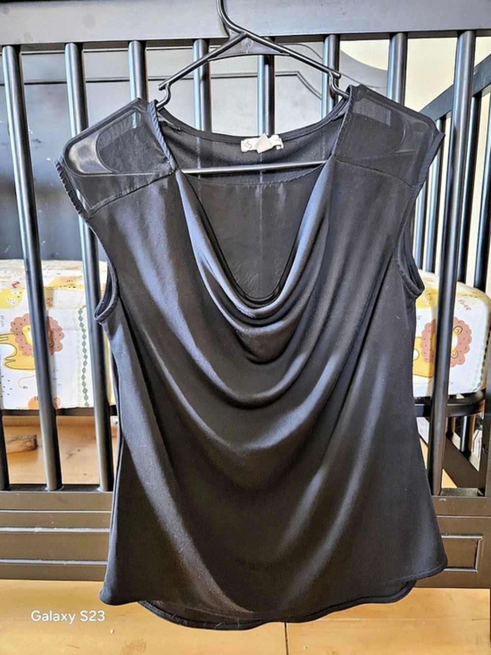 DB Black Draped Neck Tank Top Size Small